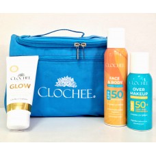 Summer set :Spf50body&face, spf50 over makeup, Glow balm Подарок Козметички патен несесер